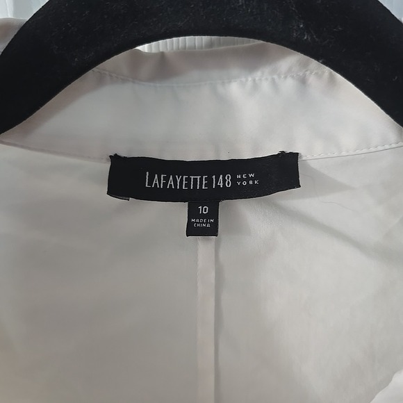 Lafayette 148 Women's Stretch Button Up Long Sleeve White Shirt Size 10 Medium - Picture 2 of 5